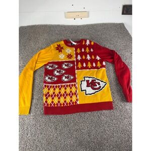 NFL Kansas City Chiefs Ugly Sweater Mens XL Red Gold Forever‎ Collectible